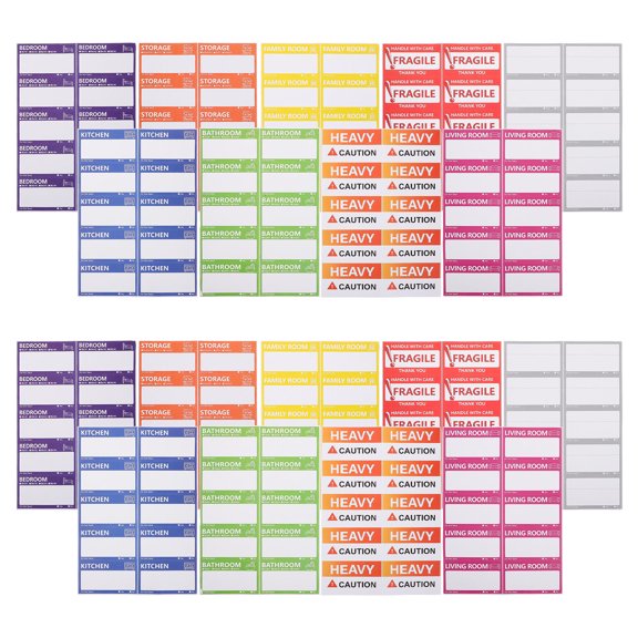 OUNONA 400Pcs Large Moving Box Labels with Writable Notes and Assorted Color Coded Organization Stickers