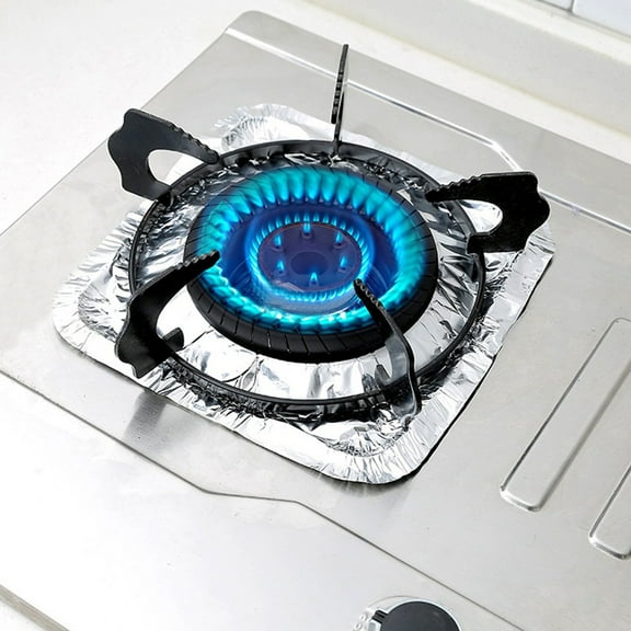 OUNONA 40PCS Heat Resistance Aluminum Foil Stove Burner Covers Gas Oven Covers for Gas Stove Liners Oil Proof Cleaning Pad (Square)