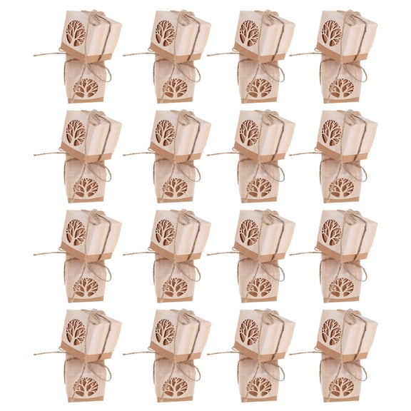 OUNONA 40Pcs Elegant Kraft Paper Wedding Favor Boxes Hollow Candy Holders for Party Decor