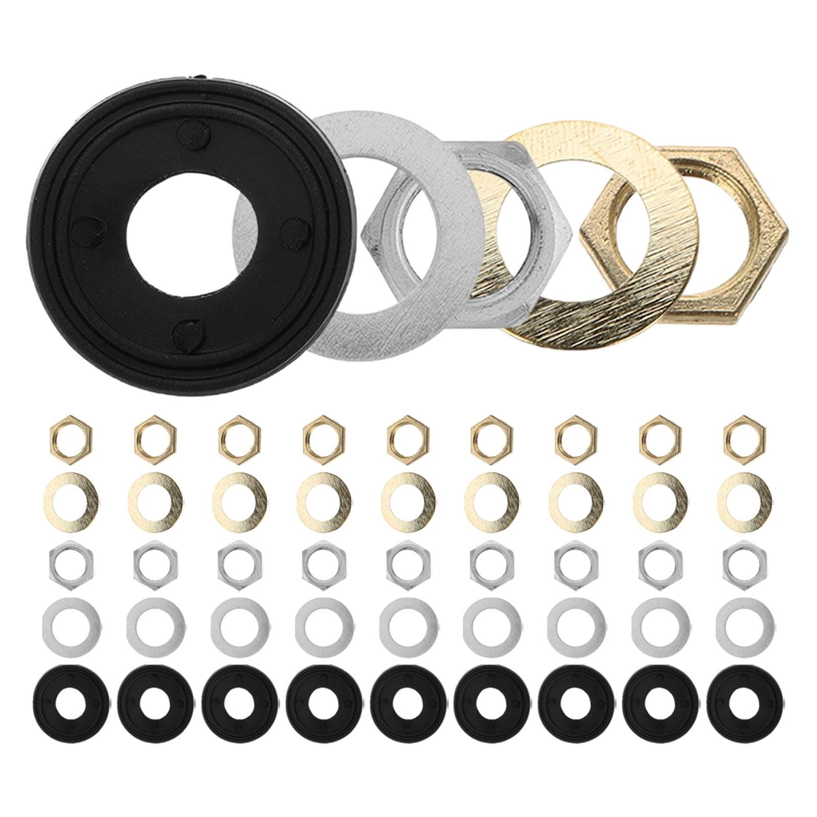 OUNONA 40 Sets Quartz Clock Movement Repair Kit with Metal Washers, Nuts, Rubber Gaskets for Accurate Wall Clock Fixing