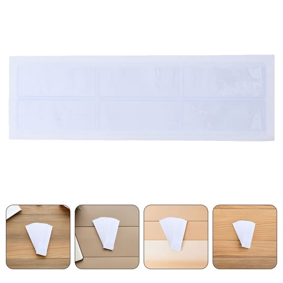 OUNONA 40Sets Transparent PVC Self Adhesive Label Holders for Office Shelves Clear Plastic Card Sleeves