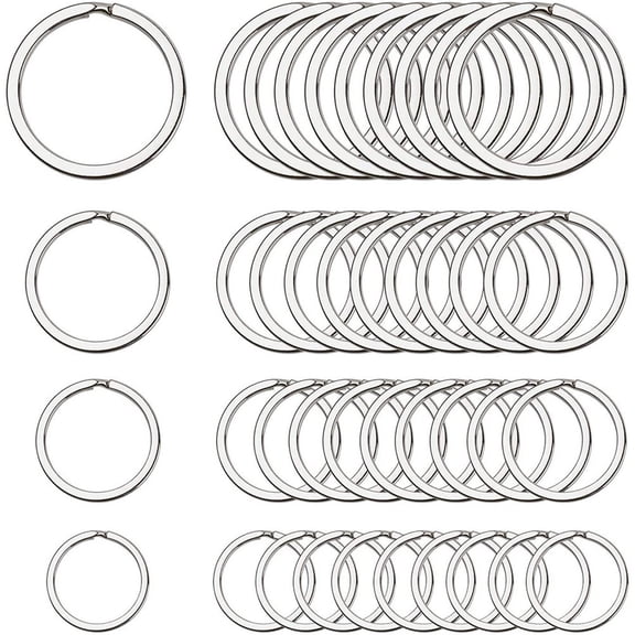OUNONA 40pcs Stainless Steel Round Flat Keychains for Car and Household Keys Key