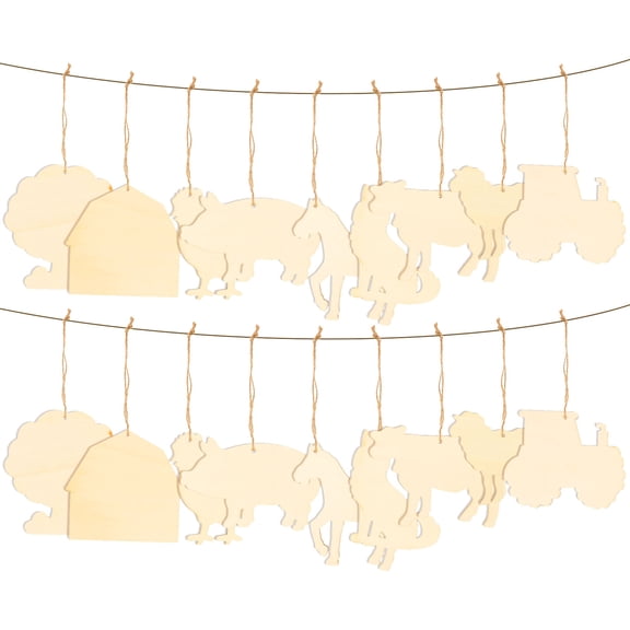 OUNONA 45 Pieces Unpainted Wooden Slices Farm Theme Craft Supplies Lightweight Wood Cutouts for Projects