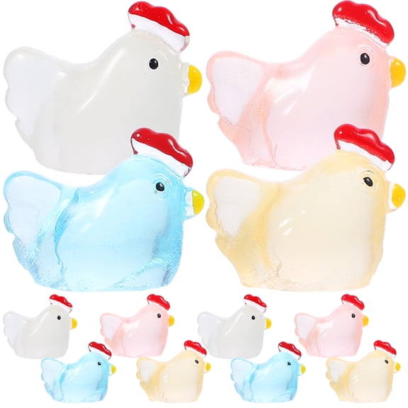 OUNONA  48 Pcs Small Animal Figurines Chicken Miniature Pig Toys Squishy
