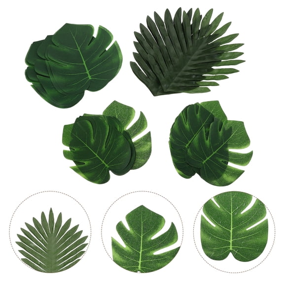 OUNONA 48-Piece Artificial Monstera Leaves Set, Faux Tropical Palm Leaf Decor for Jungle Theme Party and Home Decoration