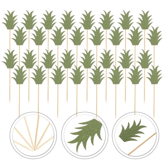 OUNONA 48pcs Leaf Cake Toppers Paper Cake Picks Cupcake Insert Decor Party Supplies for Birthday Festival
