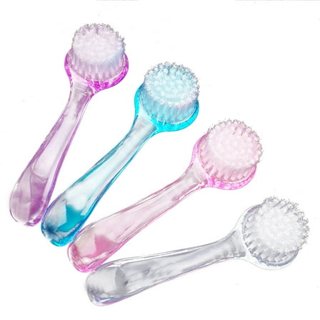 EKIDAZB 4PCS Face Cleaning Brush with Cap Washing Blackhead Remover Brush Deep Pore Scrub Facial Exfoliator Skin Care Cleaning Scrubber Cleaner for Wet or Dry Brushing