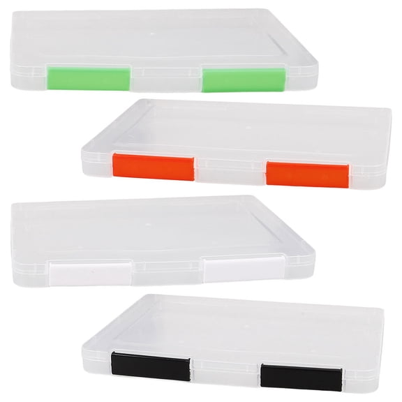 OUNONA 4-Pack Plastic File Storage Boxes for Documents, Scrapbooks, Photos - Portable Organizers for Home, Office, School Use