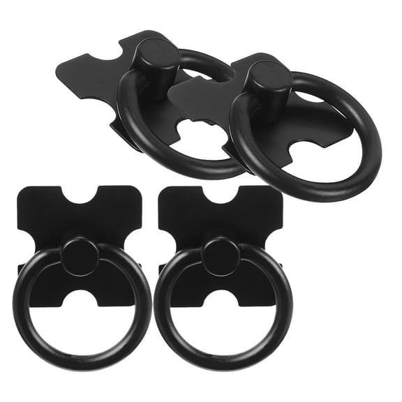 OUNONA 4PCS Round Furniture Pull Handles Black Zinc Alloy For Furniture Upgrade