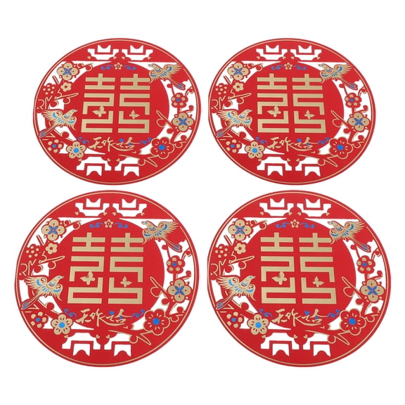OUNONA 4 Pairs Traditional Chinese Paper Cut Window Stickers Wedding Decor Magpie Door Decals for Festive Home Decoration