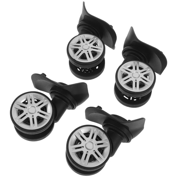 OUNONA 4-Pack Universal Replacement Suitcase Wheels Black Rubber Swivel Casters and Easy to Install