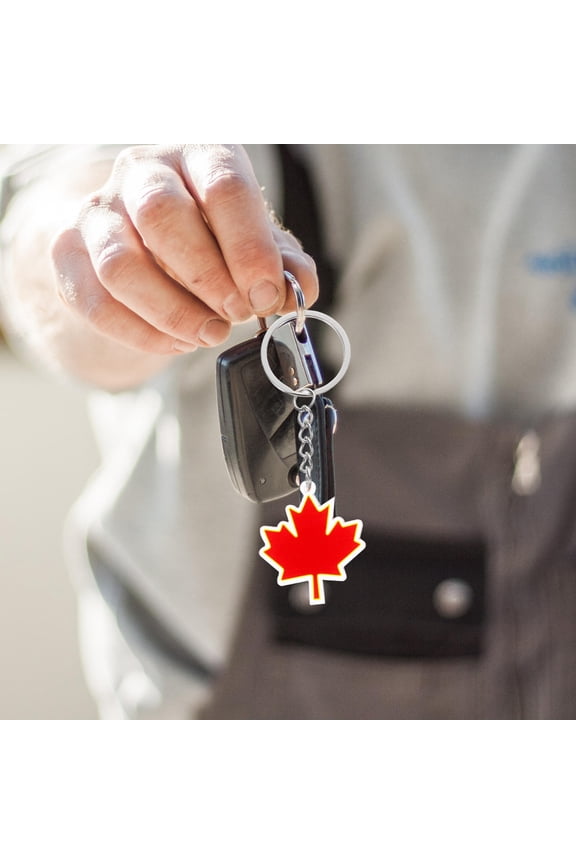 4-Pack Autumn Maple Leaf Keychains, Red Acrylic Alloy Stylish Key for Fall Season Accessories