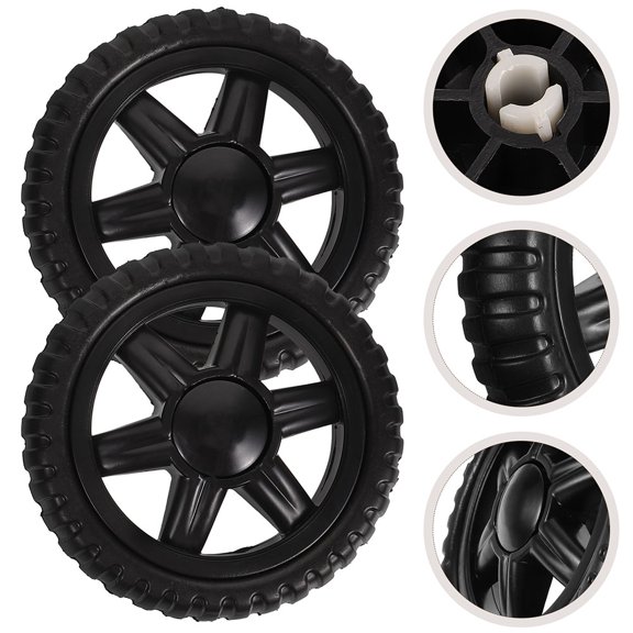 OUNONA 4Pcs Black Laundry Cart Wheels Replacement PU Plastic Climbing Wheel for Stairs