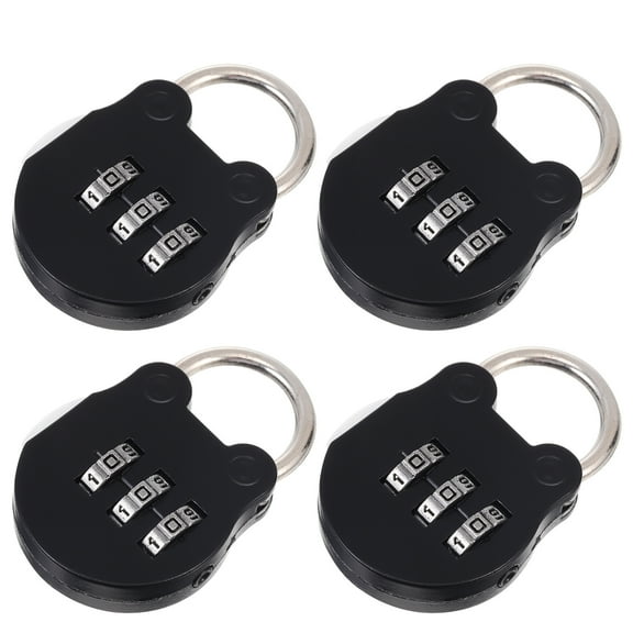 OUNONA 4-Pack Black Metal Combo Locks for Locker Gym Luggage Toolbox Weatherproof Cut Resistant Security