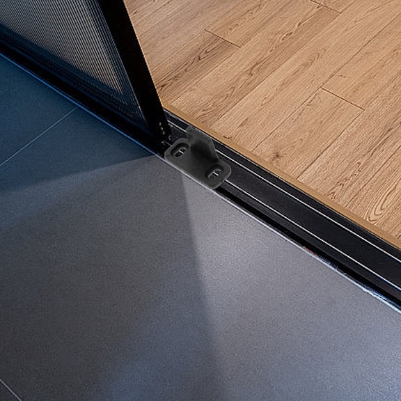 OUNONA 4-Pack Black Sliding Closet Door Floor Guide Brackets for Smooth , Material for Home Door Tracks