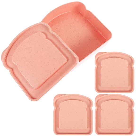 OUNONA Snack Box Container Food Holders Pink Bamboo Fiber 4Pcs