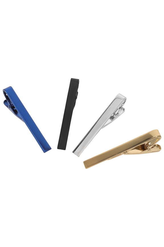 4Pcs Mens Tie Clips Set Metal Slide Tie Clip Assorted Colors for Formal Business