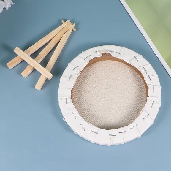 OUNONA 4Pcs Canvas Frame Set White Round Art Panels Suitable for Oils Acrylics and Tempera
