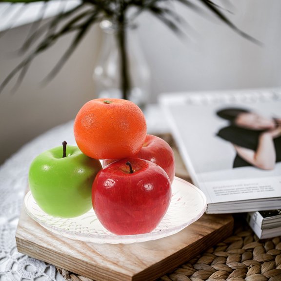 OUNONA 4Pcs Transparent Acrylic Fruit Holder Snack Plate Handle Design for Kitchen and Party