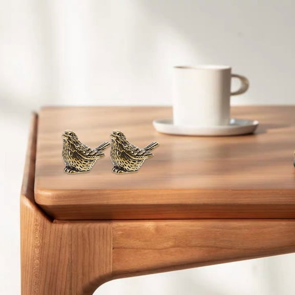 OUNONA 4Pcs Compact Brass Bird Figurines Golden Vintage Design for Retro Style Tabletop Decor