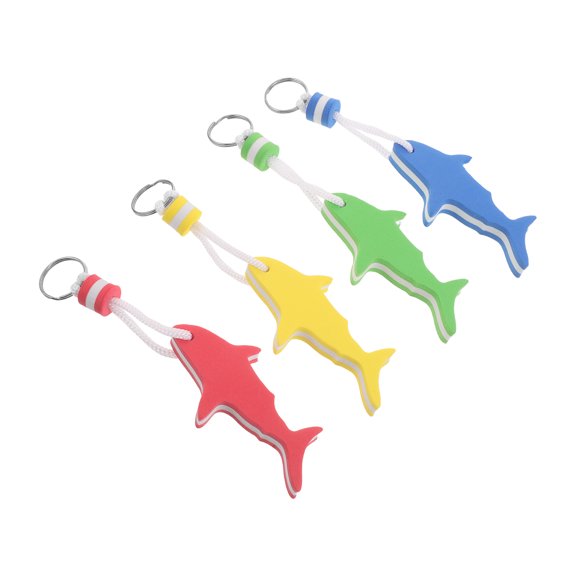 OUNONA 4Pcs Compact Eva Shark Floating Keychain Durable Plastic Keyring for Marine Activities