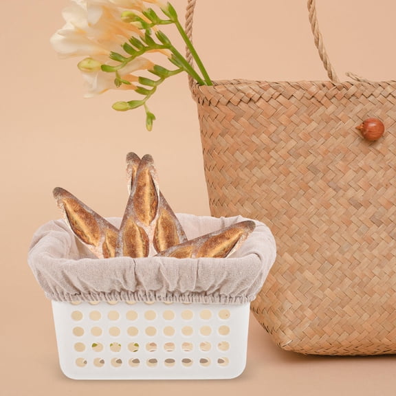 OUNONA 4Pcs Cotton Linen Bread Basket Cloth Cover Easy to Clean Baking Kitchen Supplies