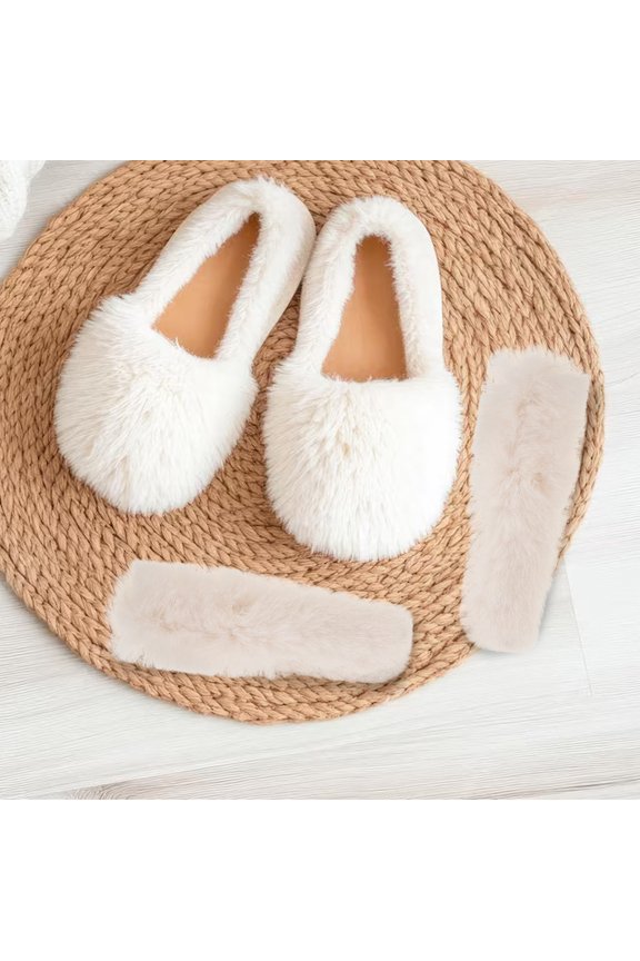 4Pcs Detachable White Plush Heel Strap Warm Winter Hole Shoe Replacement Accessory