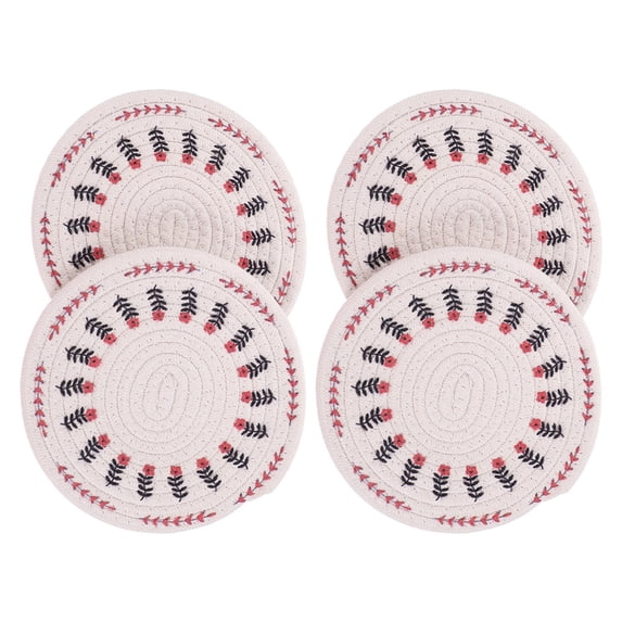 OUNONA 4Pcs Drinks Coasters Woven Cotton Rope Protect Tabletop For Office Kitchen
