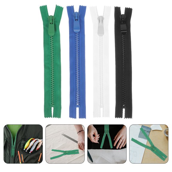 OUNONA 4Pcs Durable Resin Zipper Replacement for Clothes Making and Backpack Repair Projects