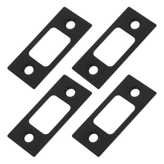 OUNONA 4Pcs Easy Install Black Door Strike Plates with Latch Guide for Home and Office Doors