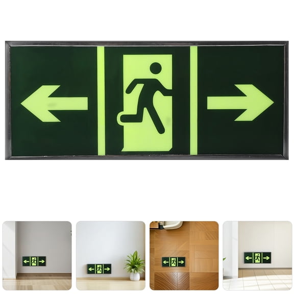 OUNONA 4Pcs Exit Sign Indicator Decals with Glow in The Dark and No External Power Needed