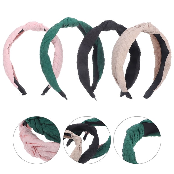 OUNONA 4Pcs Fashion Knot Headband Nonslip Cloth Wide Band Daily Use