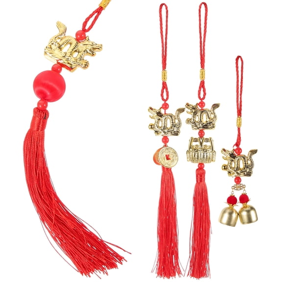 OUNONA 4Pcs Golden Dragon Hanging Decoration for New Year Symbolizing Wealth and Good Wishes