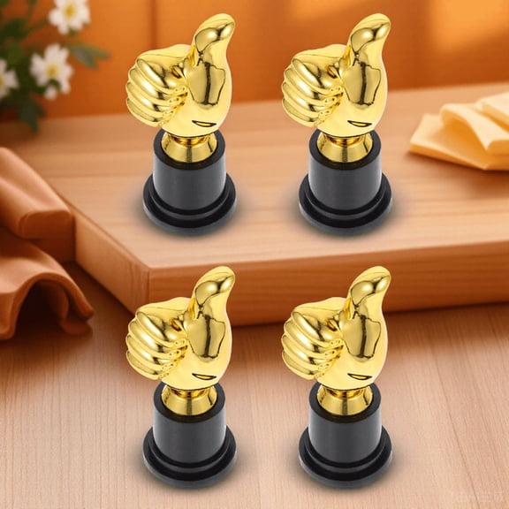 OUNONA 4Pcs Golden Plastic Competition Trophy for Desktop Decor Durable and Lightweight