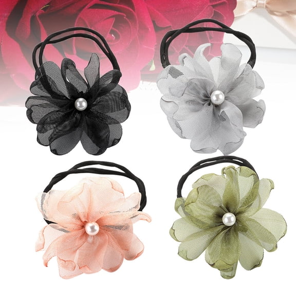 OUNONA 4-Pack Stretch Hair for Women and Girls, Hair Accessories in Green and Grey to Keep Hair Secure