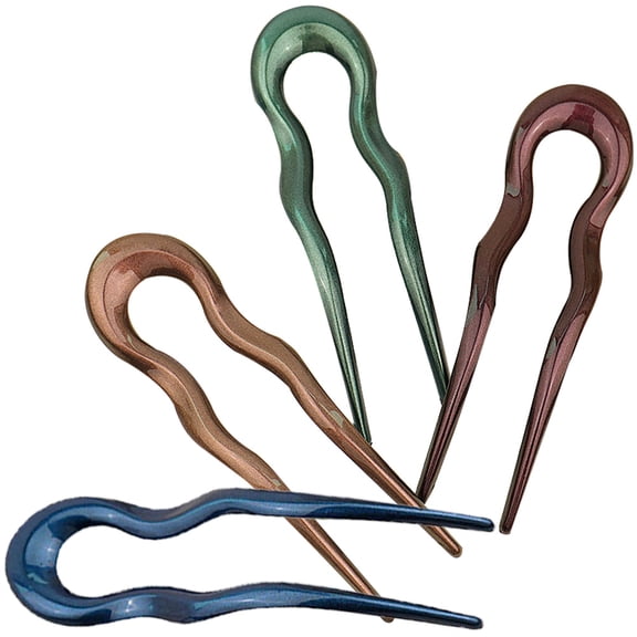 OUNONA 4Pcs Hair Bun Sticks Vintage French Hair Forks with Shiny Finish and Secure U Shape for Elegant Styles