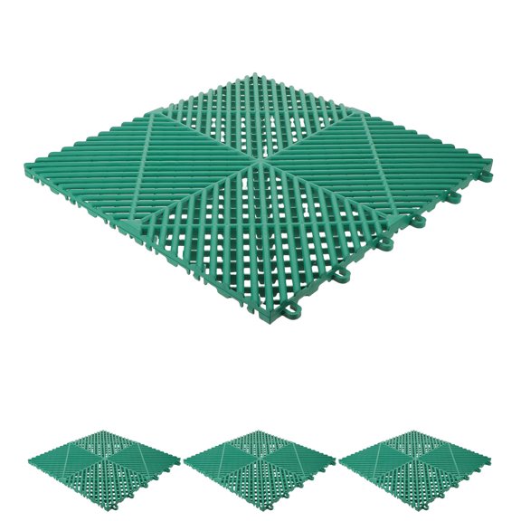 OUNONA 4Pcs High-Impact Garage Floor Tiles with Efficient Drainage and Quick Installation Modular Design