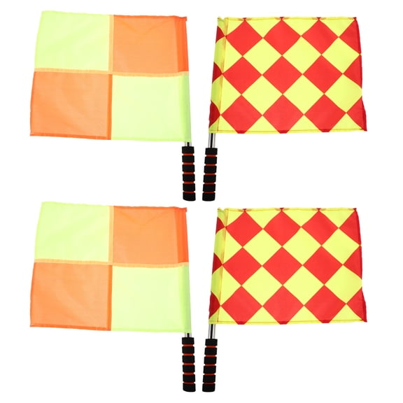 OUNONA 4-Pack Official Competition Flags with Build for Linesmen and Referees, Ideal for Sports and Game Officiating