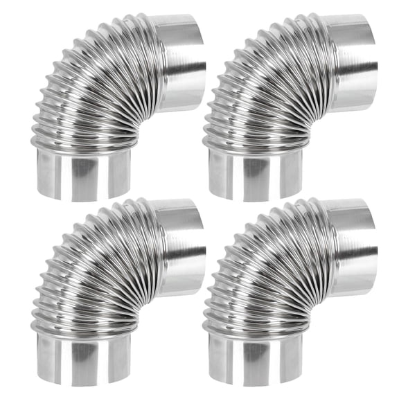 OUNONA 4Pcs Home Use Stainless Steel Chimney Elbow Pipe with Seamless Joints for Leak Prevention