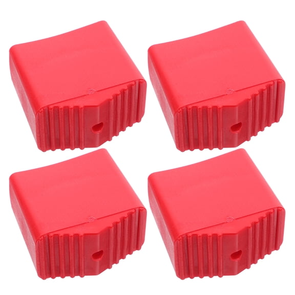 OUNONA 4Pcs Stable Ladder Foot Pads Red Rubber Replacement Covers for Folding Step and Extension Ladders