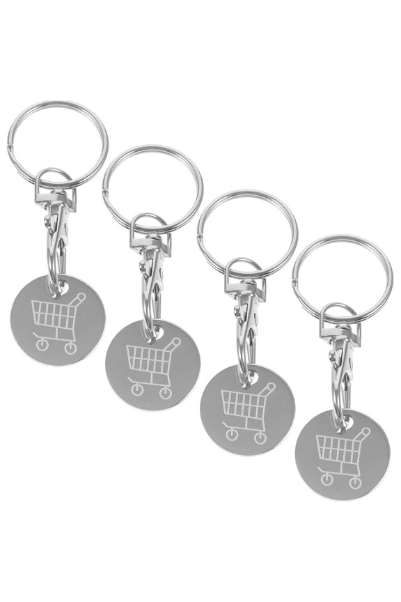4Pcs Metal Trolley Token Keychain Ornament in for Quick Shopping Cart Coin Replacement