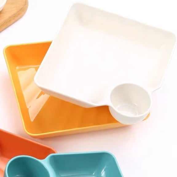 OUNONA Set of 4 White Plastic Serving Trays for French Fries, Cookies, Appetizers and Snacks, Modern Design