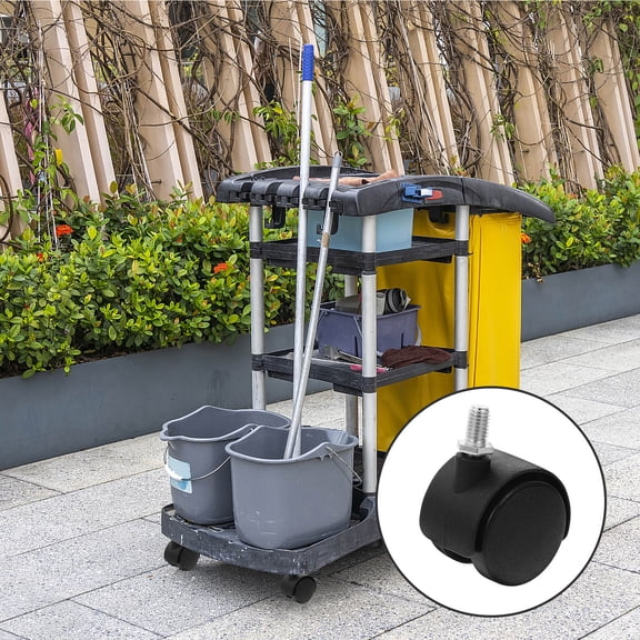 OUNONA 4-Pack Black Threaded Office Chair Replacement Wheels with Smooth Swivel Casters for Easy Floor Movement