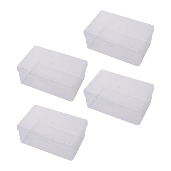 OUNONA 4Pcs Organizer Containers Cotton Pad Storage Case Rectangular Plastic Organizing for Makeup Table