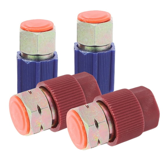 OUNONA 4Pcs R134a Fitting Retrofit Kit for Car with Durable Copper Plating and Plastic Protective Cap