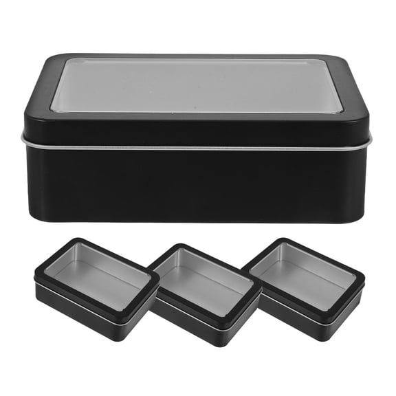 OUNONA 4Pcs Rectangular Metal Tinplate Box For Cookies Freshness Preservation