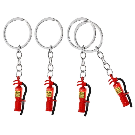 OUNONA 4pcs Fire Fighting Charm Keychain Red Mini Extinguisher Shape Decoration Key Chain