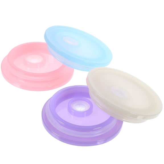 OUNONA 4Pcs Reusable Cup Lids Assorted Color Spill Proof Covers for Mugs and Glass Water Cups