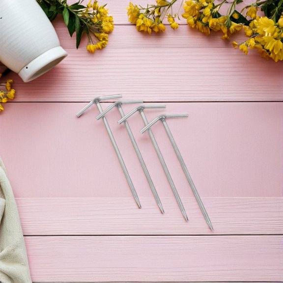 OUNONA Heavy-Duty Metal Tent Stakes for Grass Sand High Wind Resistance 4Pcs