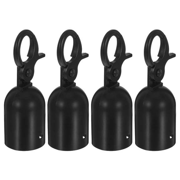 OUNONA 4Pcs Zinc Alloy Rope End Clasp with Screw Fastener for Stanchion Queue Dividers Black